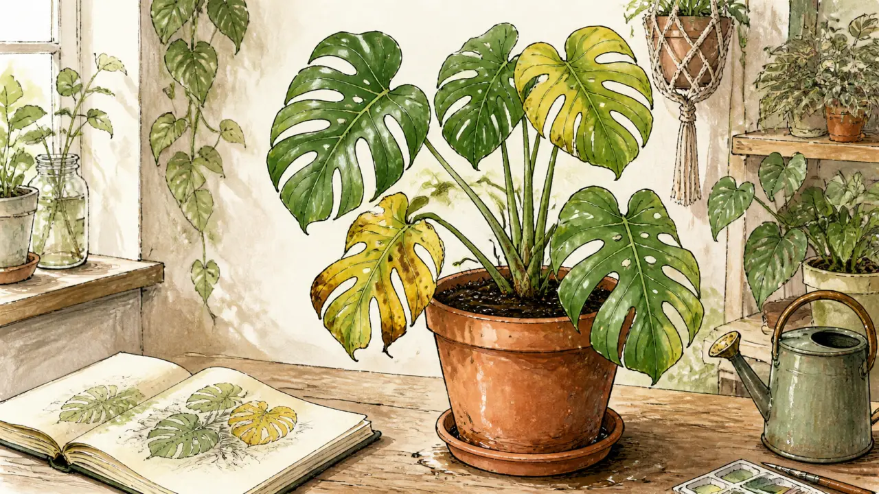 Monstera qui jaunit : illustration botanique de l'article