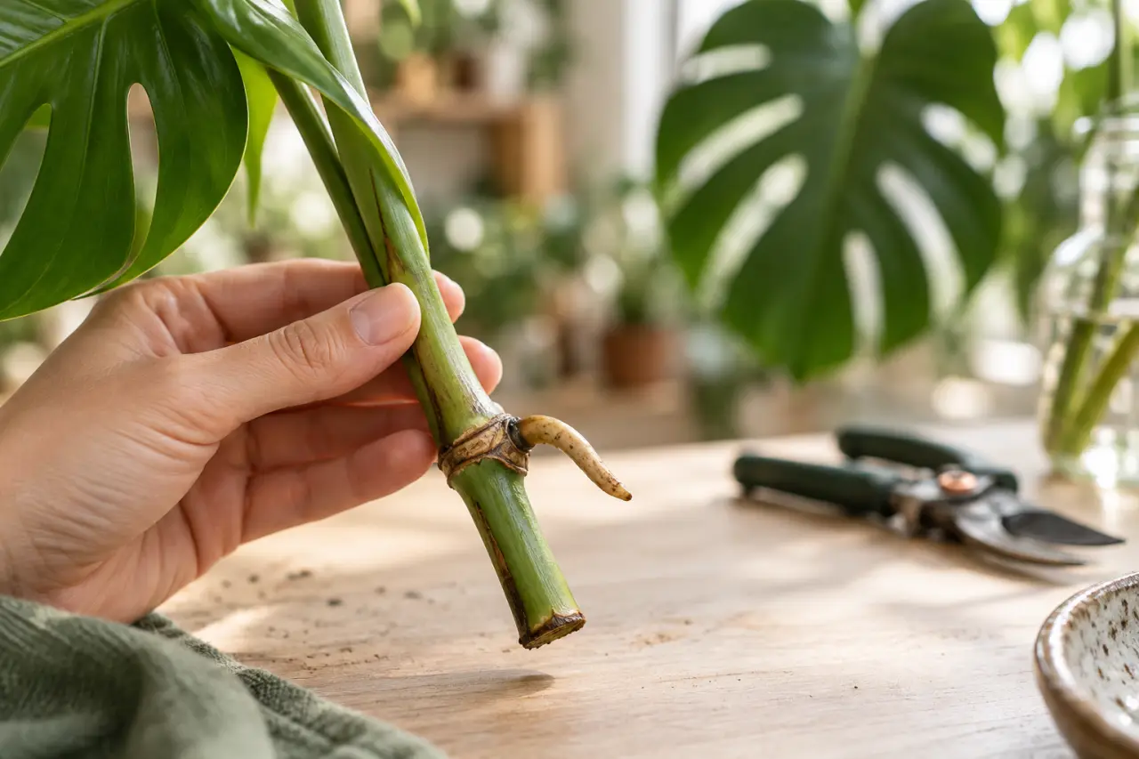 Bouturer un monstera : le nœud qui conditionne la reprise