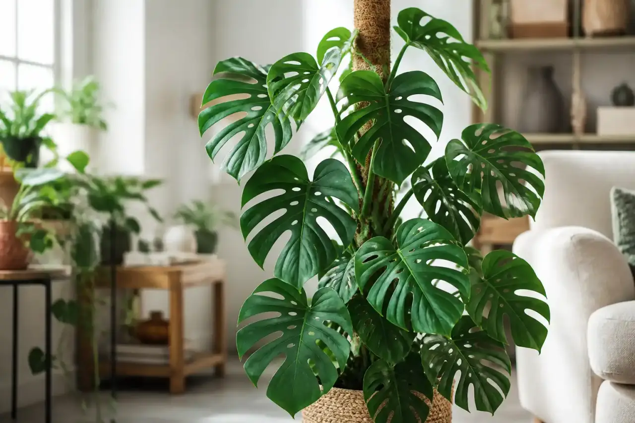 Illustration artistique d'un Monstera dans un intérieur lumineux