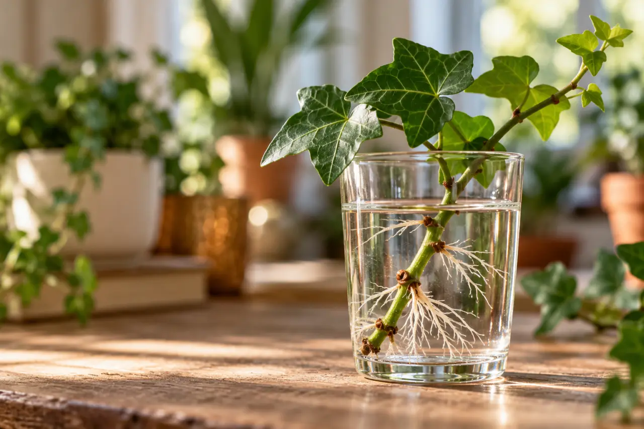 Bouturer un lierre : les bons nœuds, de l’eau claire et des racines prêtes à planter