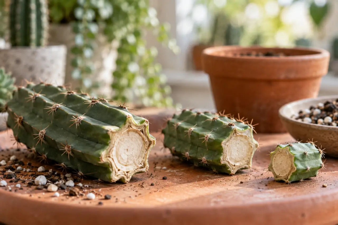 Bouturage des cactus : faites cicatriser chaque coupe avant la plantation