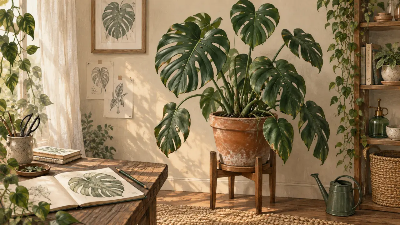 Monstera Deliciosa dans un coin d'appartement ombragé