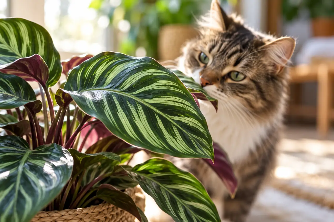 Calathea et chat : non toxique, mais pas fait pour être grignoté