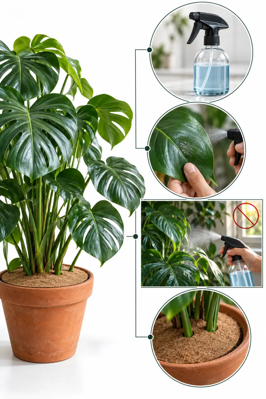 Bicarbonate de soude pour plante d'intérieur : test localisé et pulvérisation prudente sur les feuilles